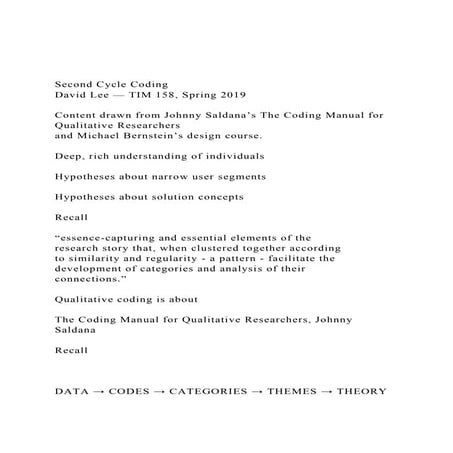First Cycle CodingContent drawn from Johnny Saldana’s The .docx