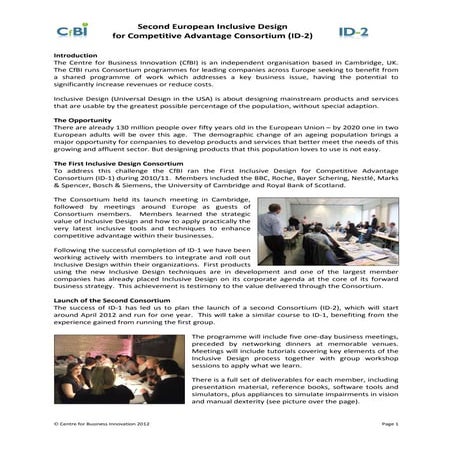 Inclusive design for competitive advantage consortium