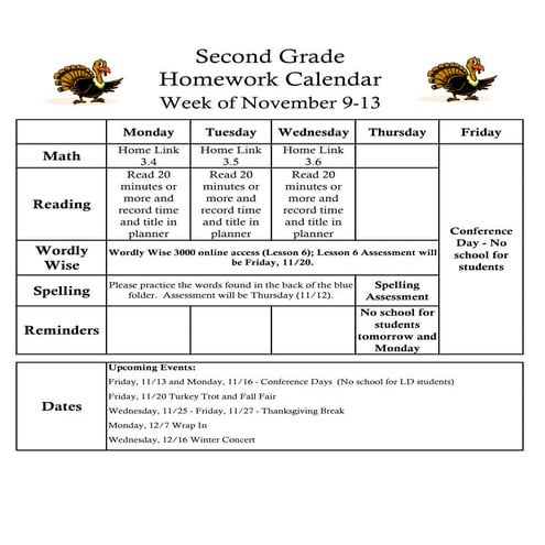 Second Grade Homework Week 2 Pdf