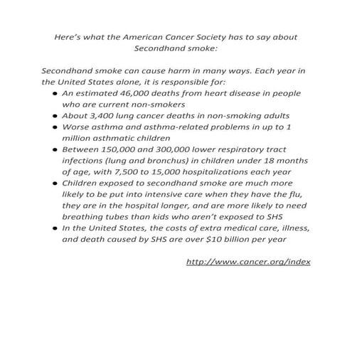 Effects of Second Hand Smoke