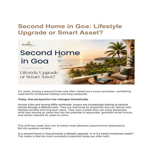 Second Homes in Goa: Combining Lifestyle Upgrades with Smart Real ...