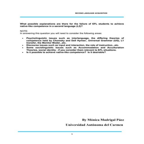 Second language acquisition