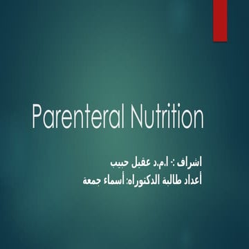 Total Parenteral Nutrition in Critical care Units