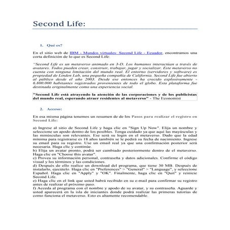 Mapa conceptual second life | PPTX