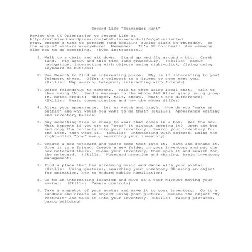 Second Life scavenger hunt