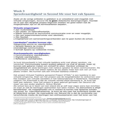 Second Life Voor Het Vak Spaans