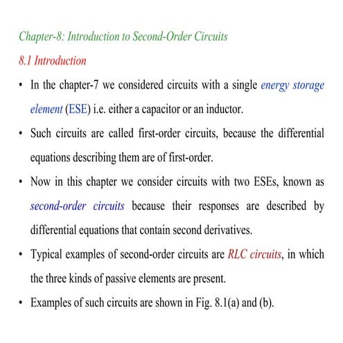 Second order circuits linear circuit analysis