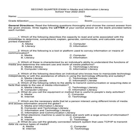 SECOND QUARTER EXAM in MIL.docx