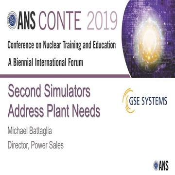 GSE Second Simulator Address Plant Training Needs CONTE 2019