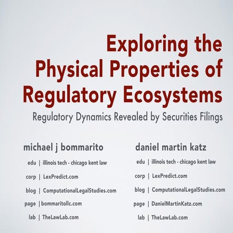 Exploring the Physical Properties of Regulatory Ecosystems - Professors Danie...