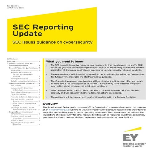 EY thought leadership - SEC issues guidance on cybersecurity