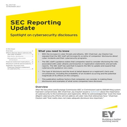 EY - SEC Reporting update - Spotlight on cybersecurity disclosures