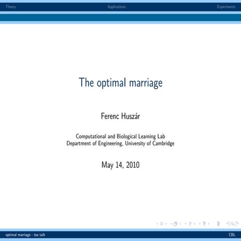 The optimal marriage