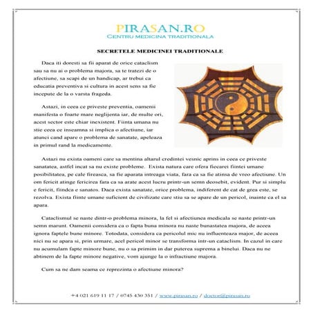 Secretele medicinei traditionale