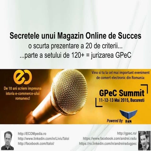 Secretele unui magazin online de succes - 20 de criterii gpec - usability