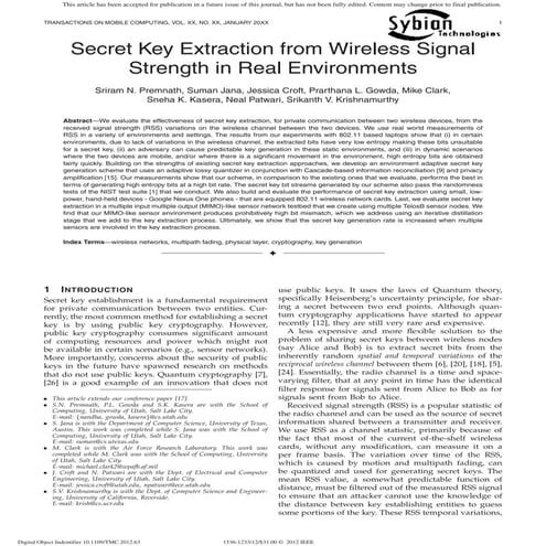 Secret key extraction from wireless signal strength in real environments