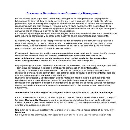 Secretos de un Community Manager
