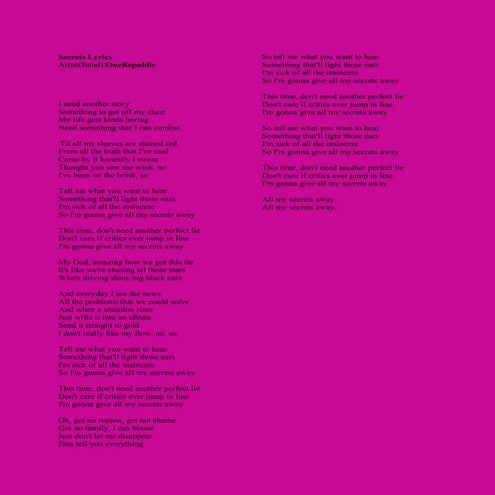 Secrets lyrics | DOCX