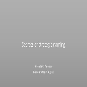 Secrets of Strategic Naming - A.C. Peterson