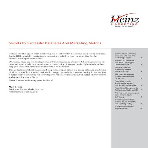 Secrets to Successful B2B Sales & Marketing Metrics