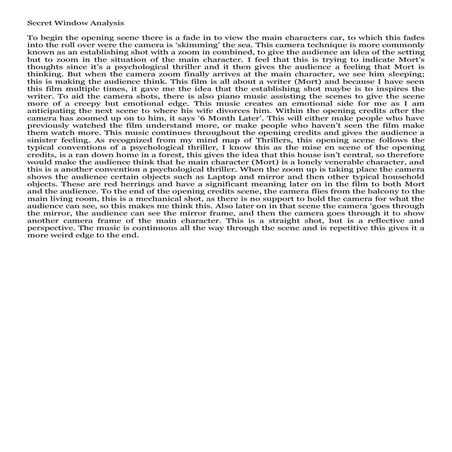 Secret window analysis