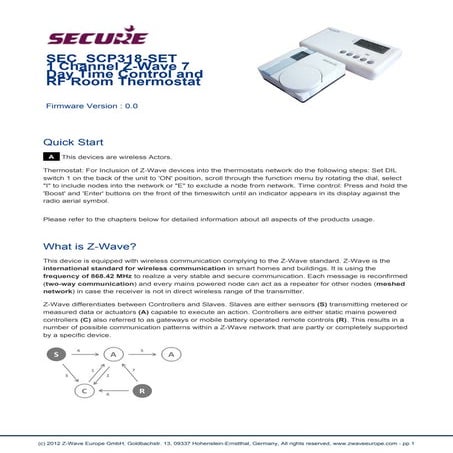 manual SECURE programmer heating thermostat