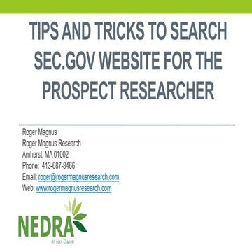 Tips and Tricks to Search SEC.gov Website for the Prospect Researcher