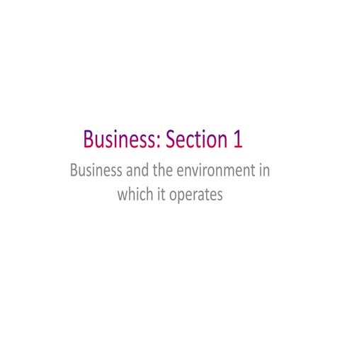 Edexcel IGCSE Business studies: Section 1 - business and the environment in w...