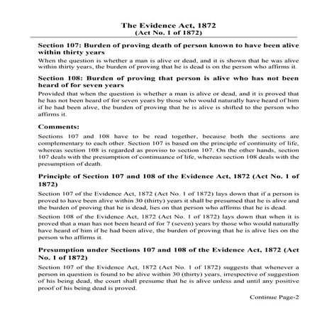Section 107 & 108 of the Evidence Act