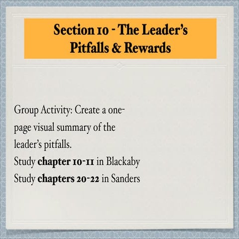 Spiritual Leadership: Section 10 - The Leaders Pitfalls and Problems (Part 1)