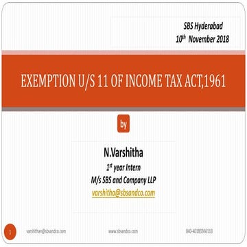 EXEMPTION U/S 11 OF INCOME TAX ACT,1961