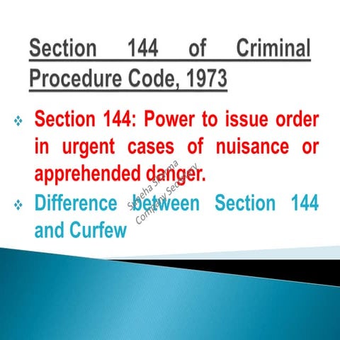 Section 144 and difference bw sec 144 and curfew