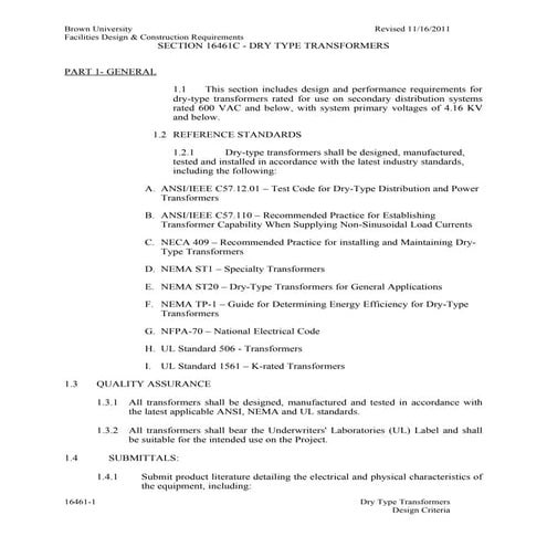 Section 16461   dry type transformers