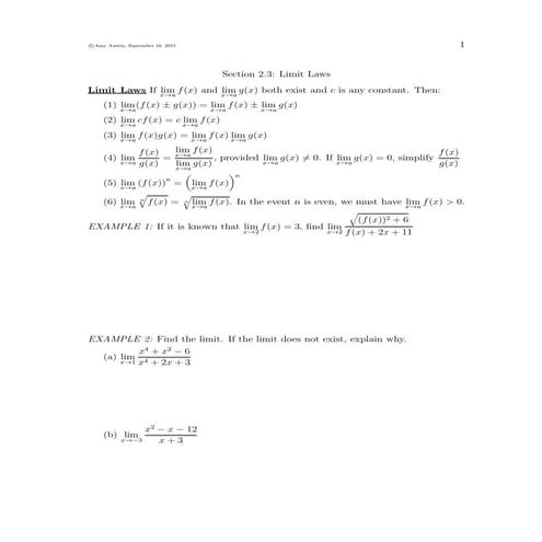 Properties and theorems of limits and examples | PDF
