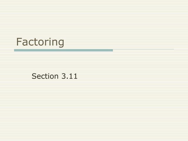 FRCC MAT050 Factoring (Sect 3.11)