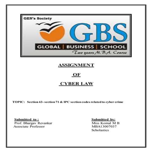 Important section  of IT Act 2000 & IPC sections related to cyber law. 