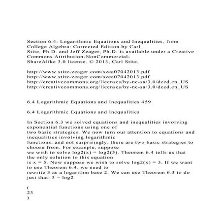 Section 6.4 Logarithmic Equations and Inequalities, from Coll.docx