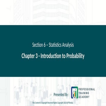 Section 6 - Chapter 3 - Introduction to Probablity