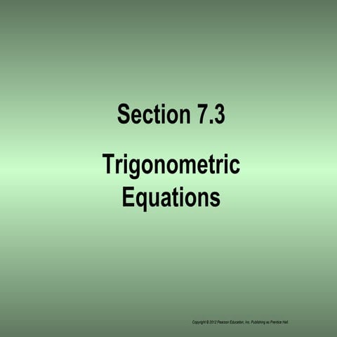 Section 7.3 trigonometric equations | PPT