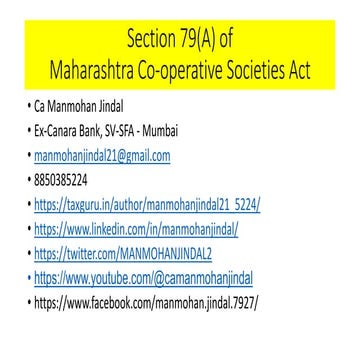 Section 79(A) of Maharashtra Societies act 1860 | PPTX