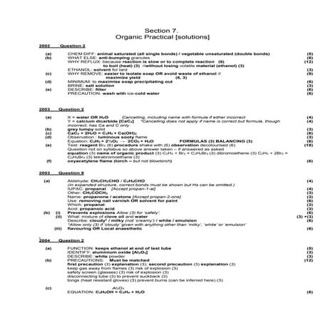 Section 7 organic practicals solutions