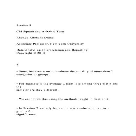 Section 9 Chi Square and ANOVA Tests Rhonda Knehans Dr.docx