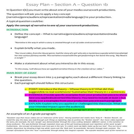 Section a   1b - essay plan