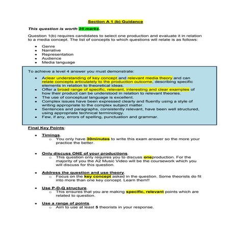 Section a 1 (b) advice sheet