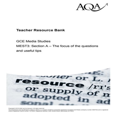 MEST 3 Section A exam tips from AQA