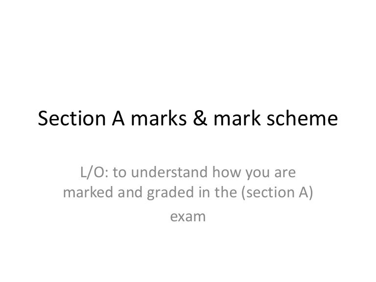 Section A Marks Mark Scheme