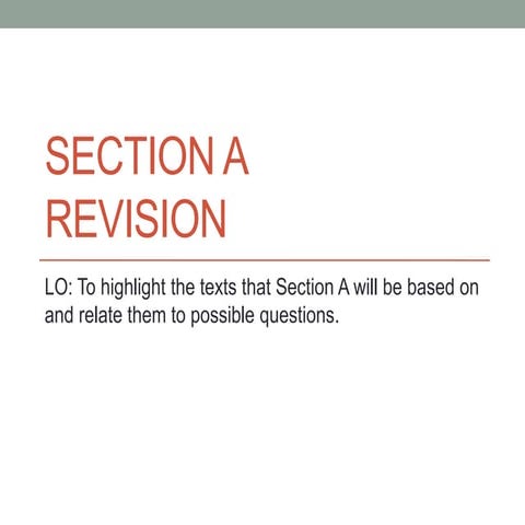 Section A Revision Session 