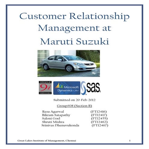 Customer relationship management at Maruti Suzuki