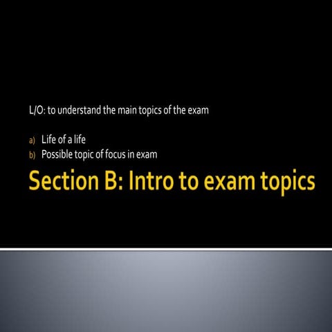 Section b intro to exam topics
