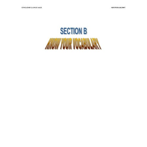 Section B ( Know your vocabulary)